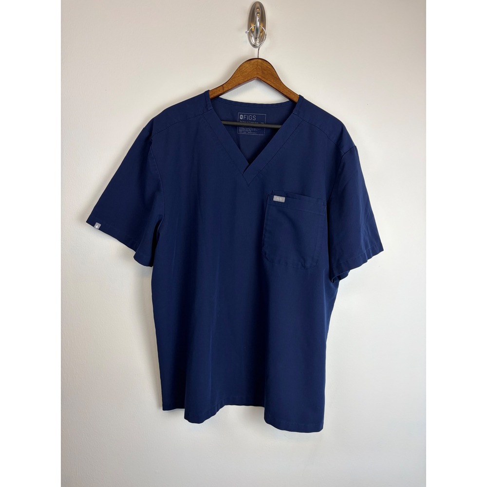 Figs Mens Leon Scrub Top XXL Navy Blue 2XL Uniform FM1500 V-Neck Short Sleeve